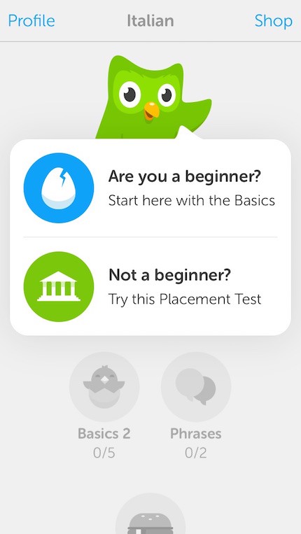 Duolingo onboarding